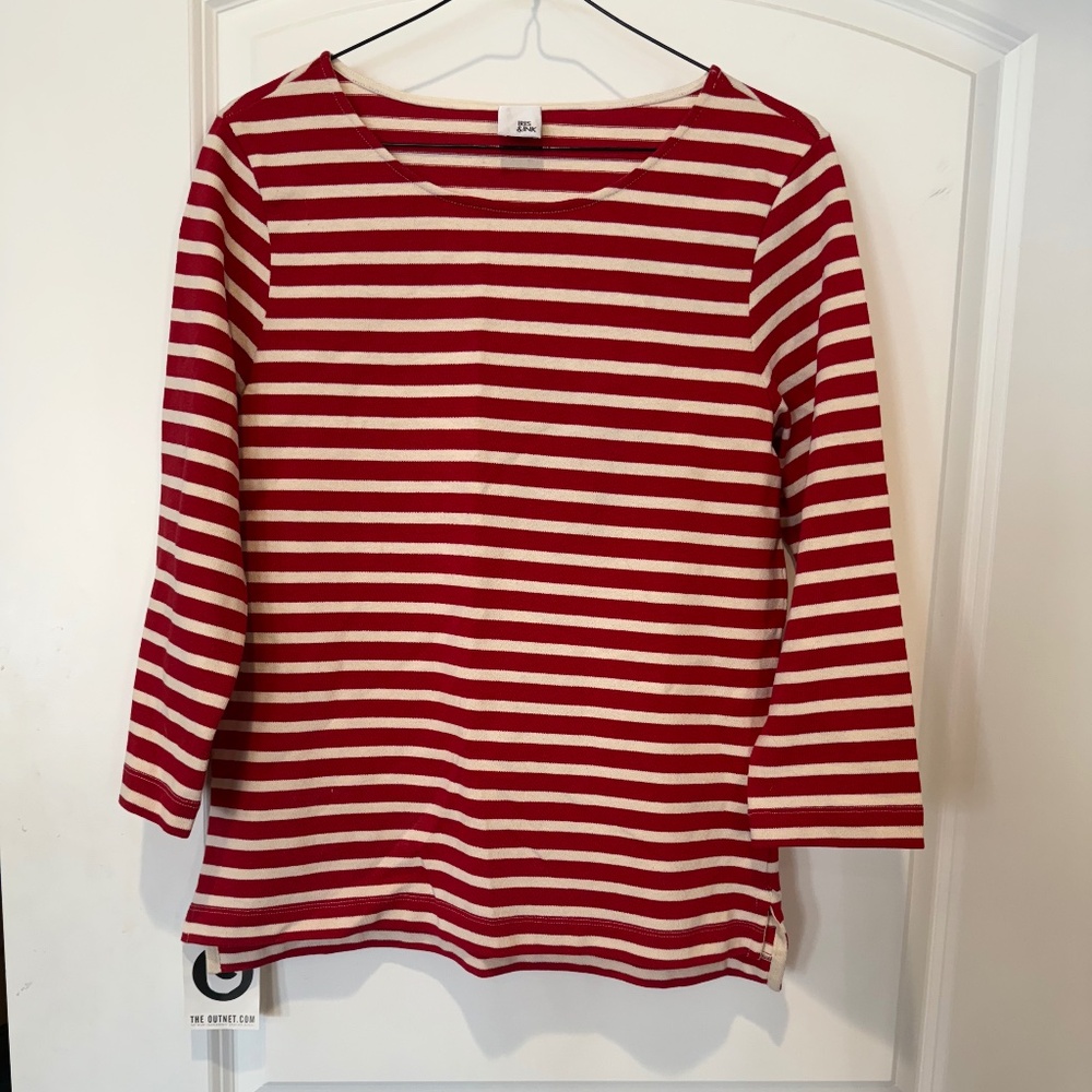 Iris and Ink - lightweight red striped top